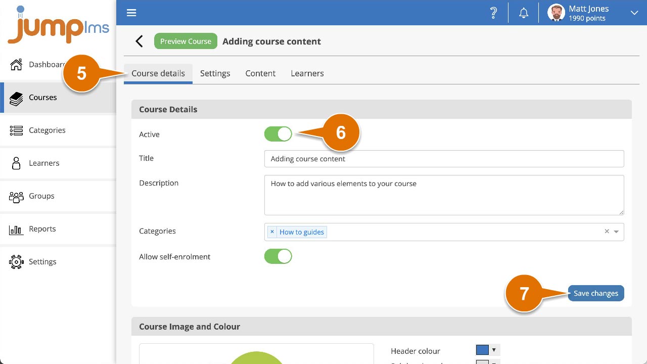 Click course details and activate
