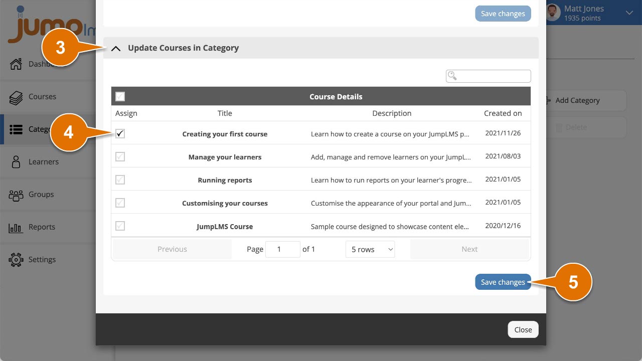 Select associated courses