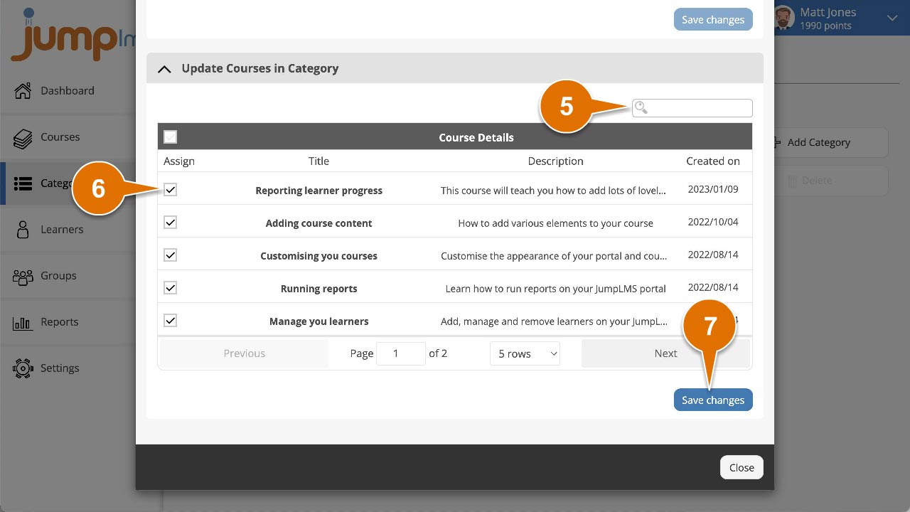 Select all courses in category
