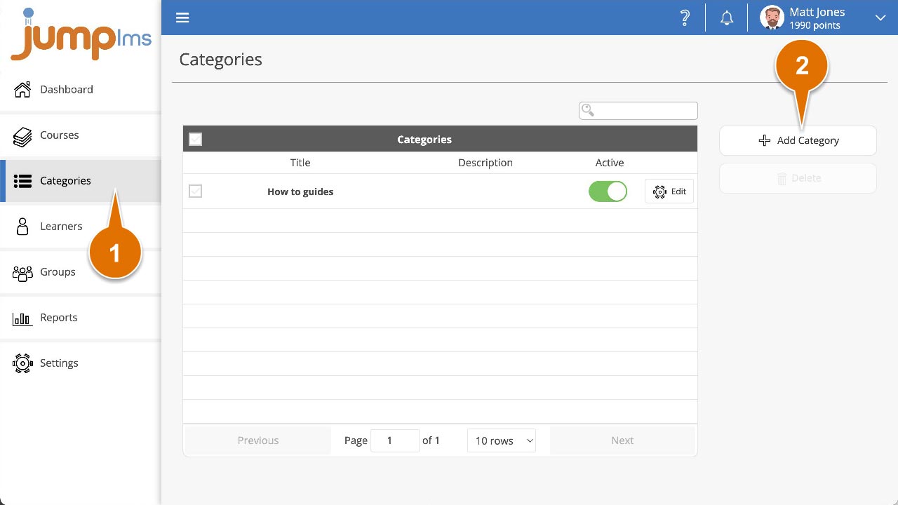 Click categories and add category