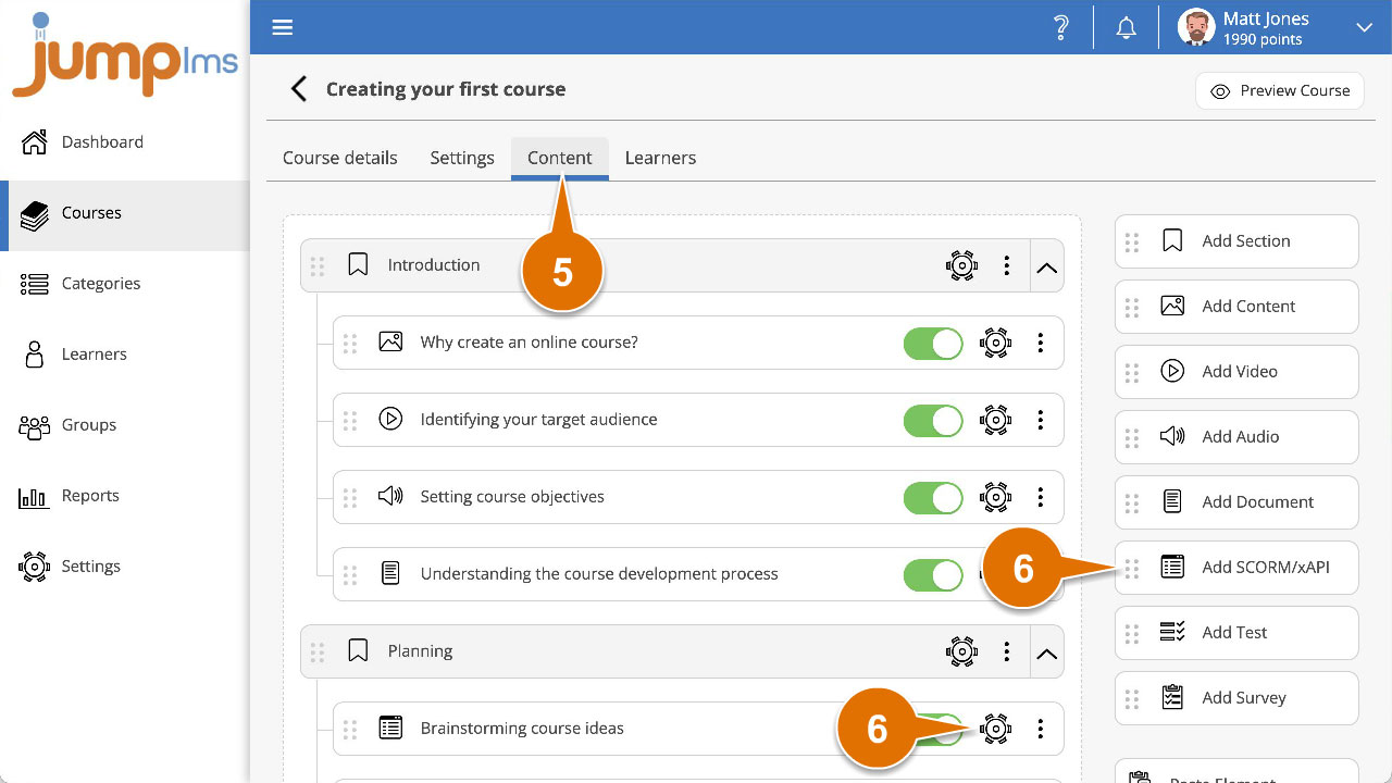 Click Add SCORM/xAPI