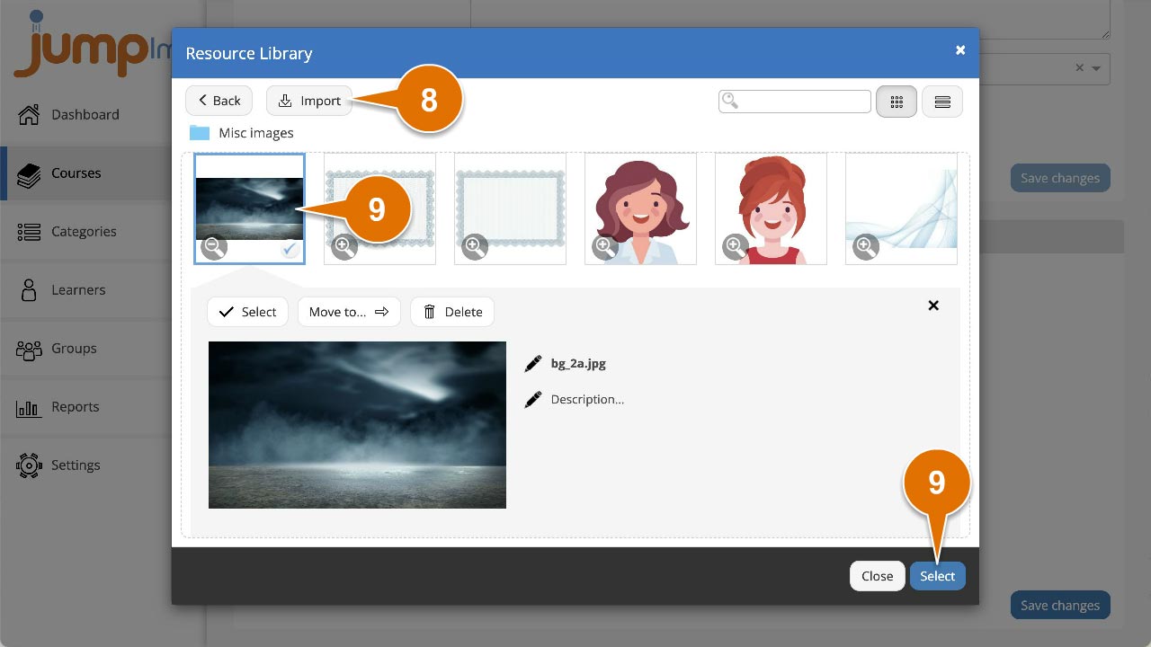 Import and select image