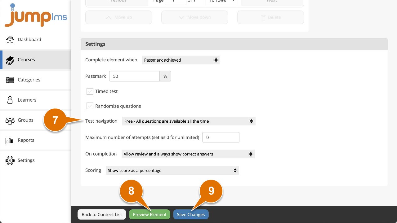 Customise navigation