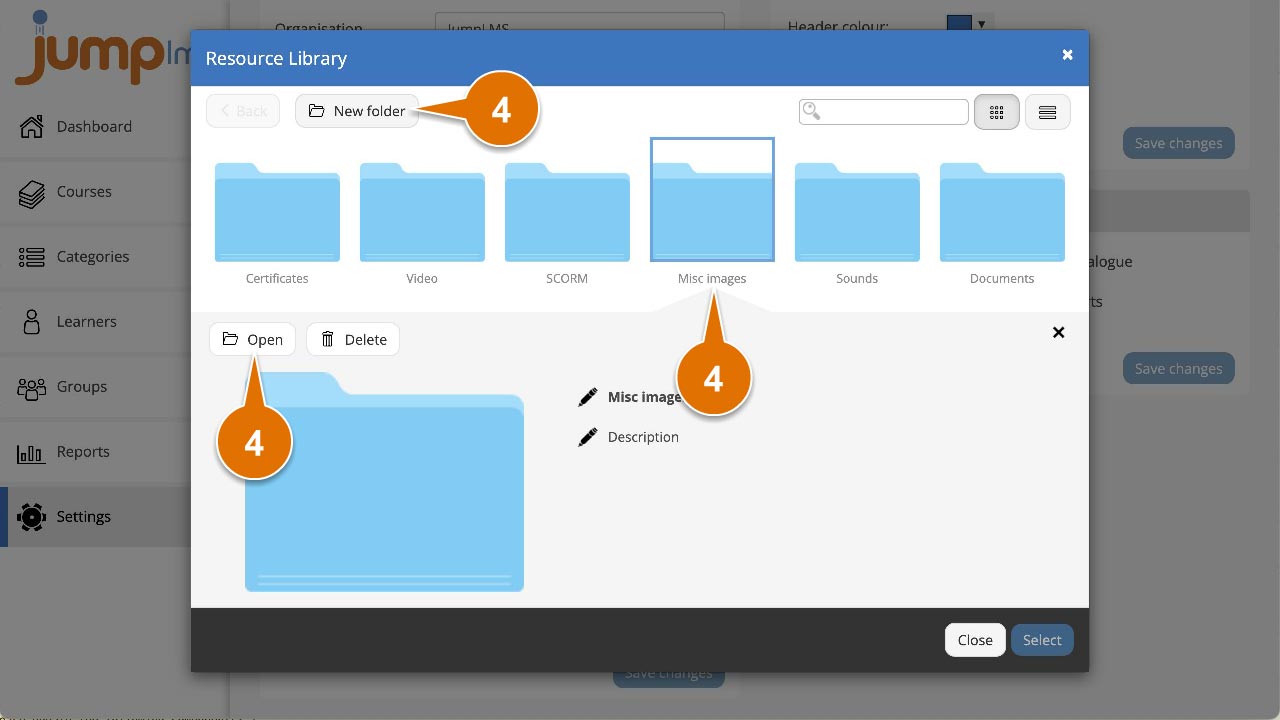Open resource library and open folder