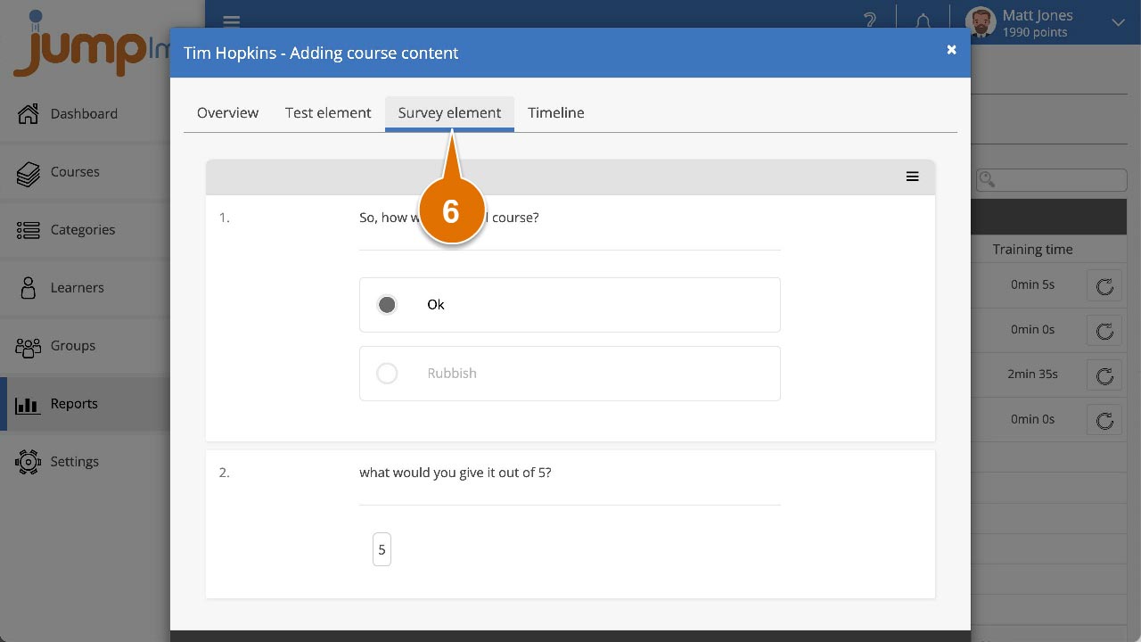 Click reports and view survey report
