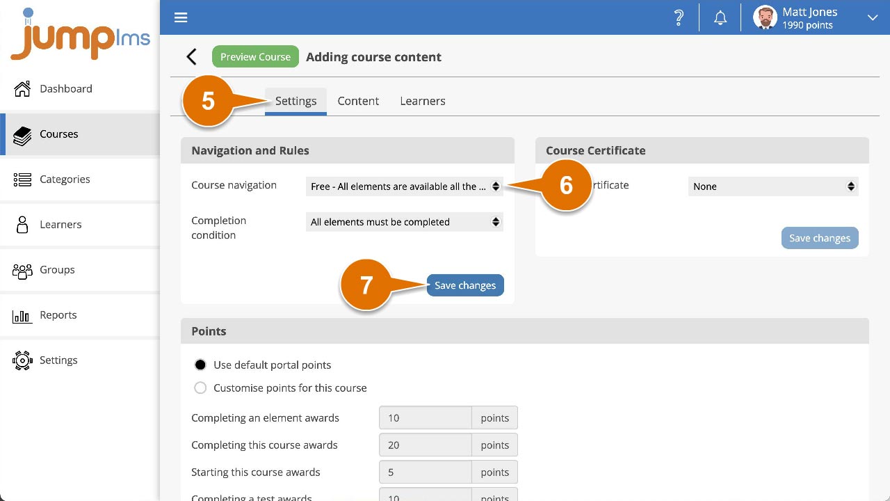 Click settings and set navigation