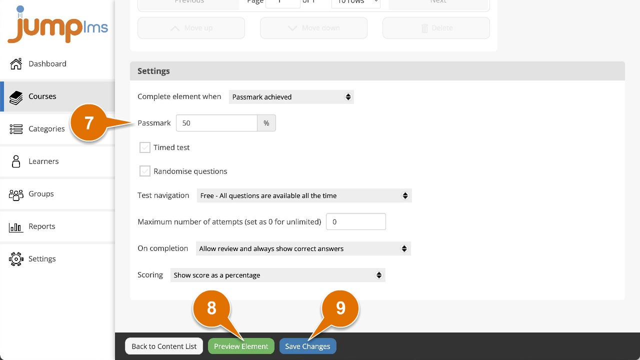 Set passmark