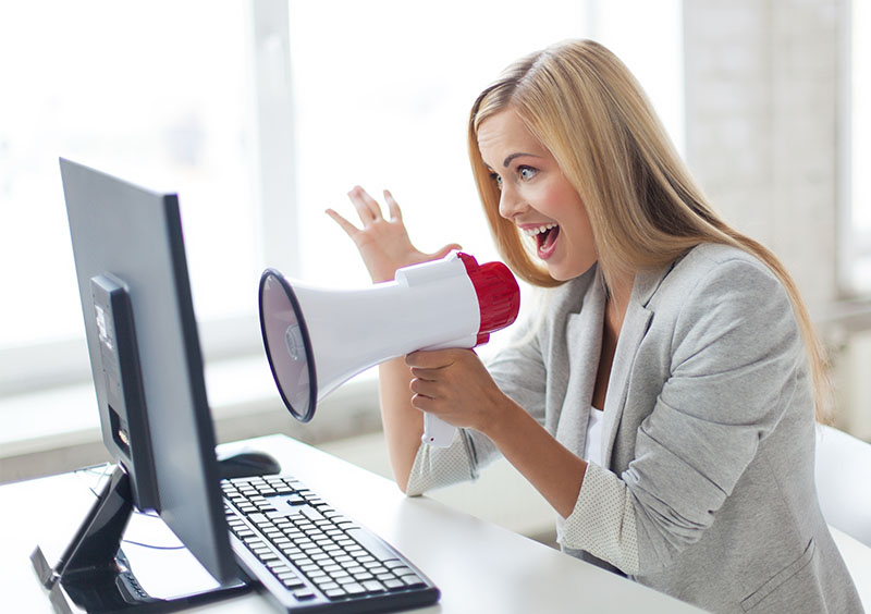 Woman with loudspeaker