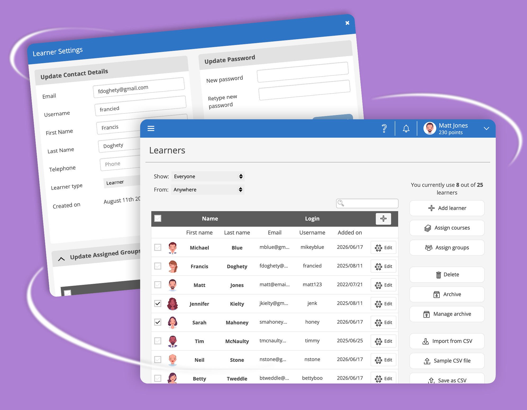JumpLMS adding learners
